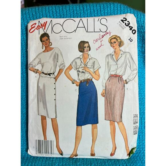 McCalls 2340 straight skirt sewing pattern sz 10 - Picture 1 of 5